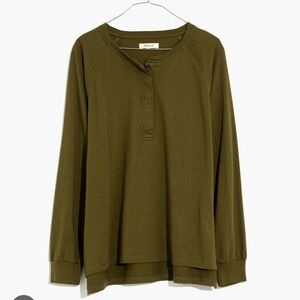 Madewell (Re)sourced Cotton Henley Relaxed Tee - Olive